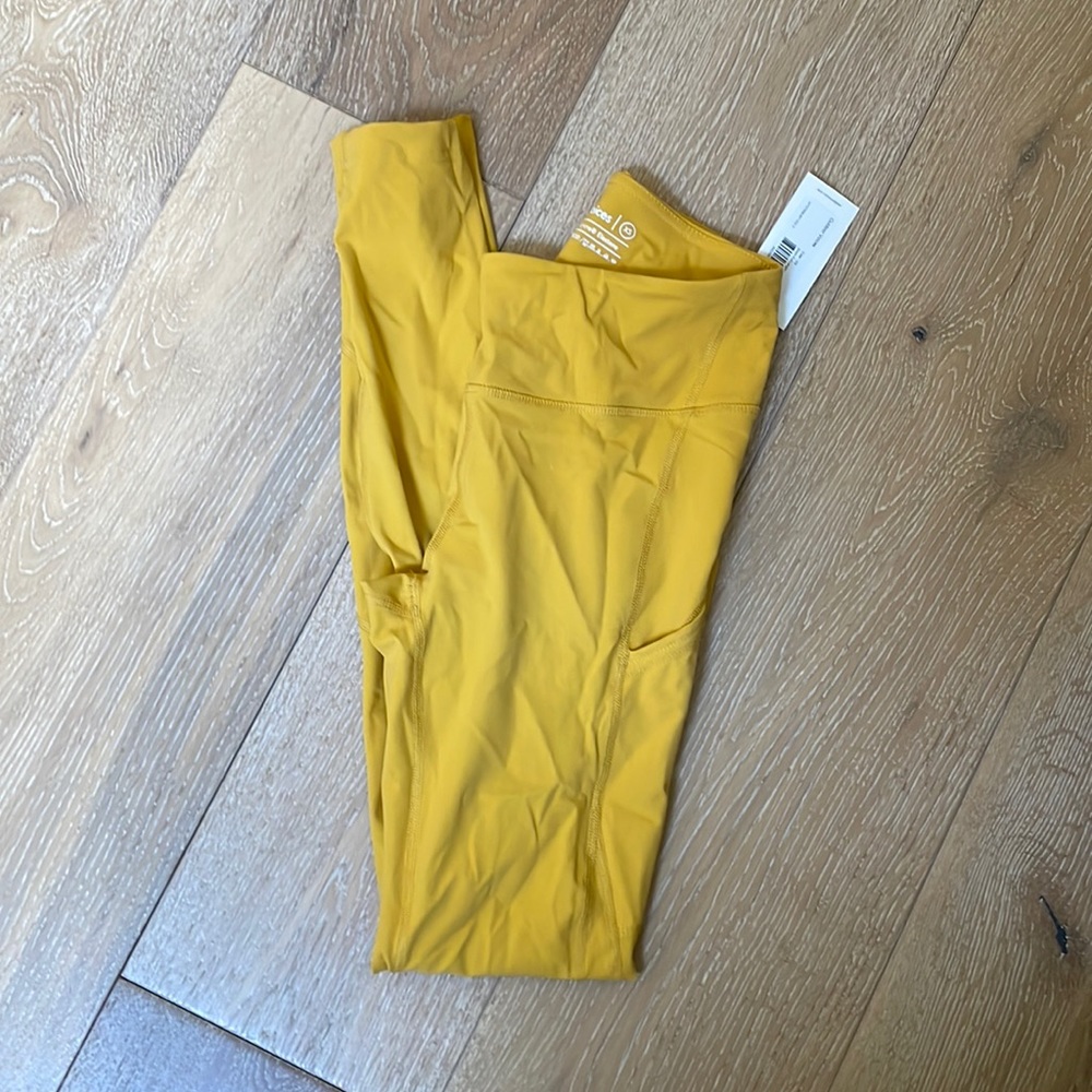 Mustard long leggings with pockets